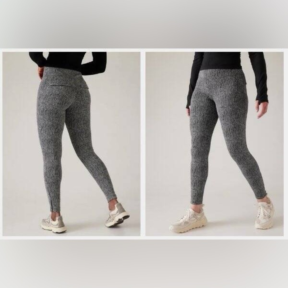 Athleta Delancey Skyline High Rise Legging Black Braiden Texture XL